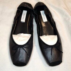 Calvin Klein | Sari Black Leather Ballet Flats